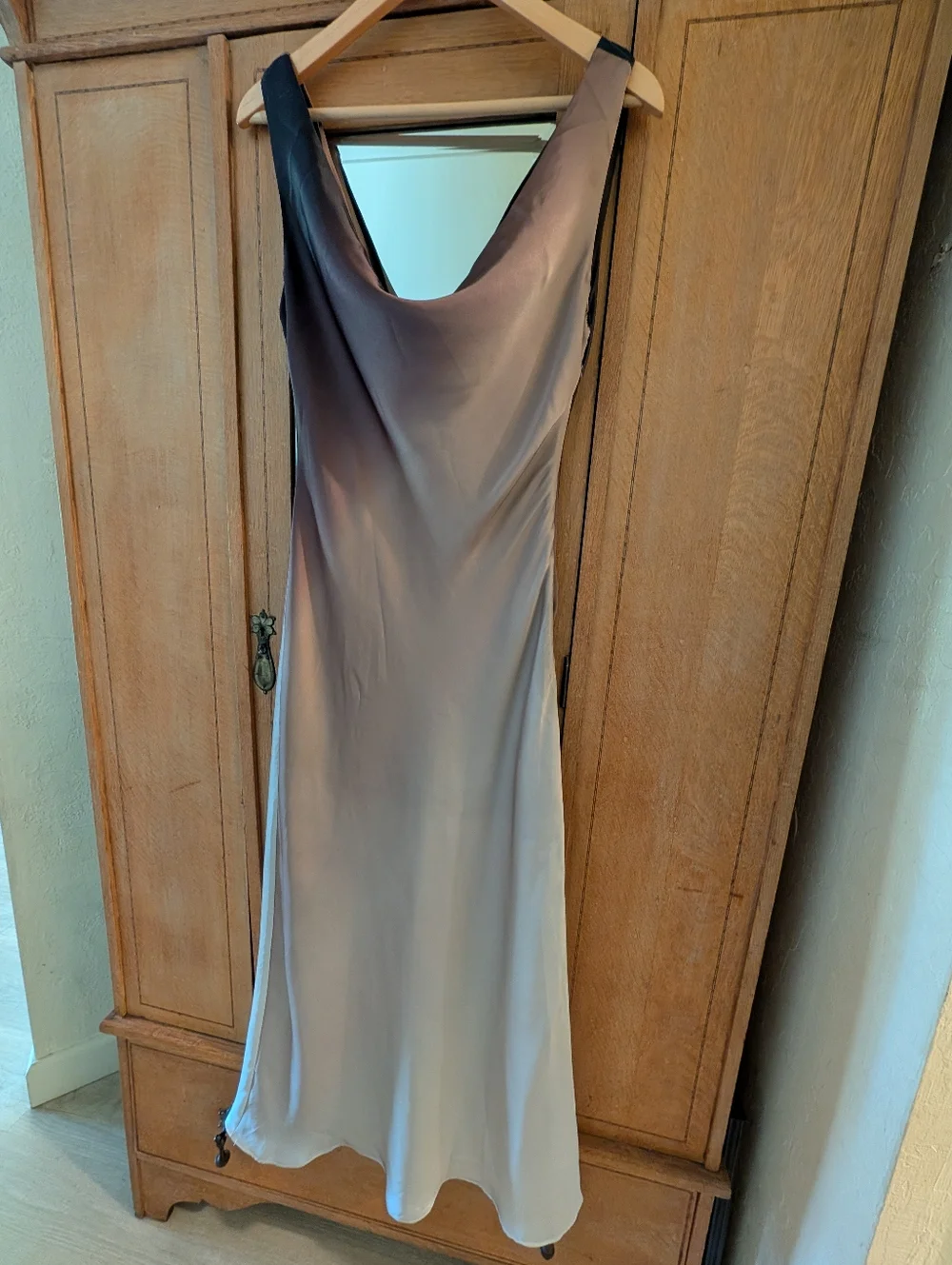 12th Tribe Dolce Ombre Cowl Neck Maxi Dress - Mocha to Taupe Gradient - Picture 6 of 9